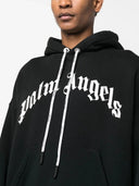 Palm Angels Logo Curved Print Hoodie Black/White one-kickz