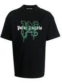Palm Angels Milano Monogram Print Spray Green Black Tee one-kickz