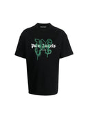 Palm Angels Milano Monogram Print Spray Green Black Tee one-kickz