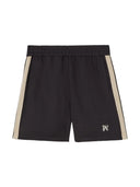 Palm Angels Monogram Embroidered Striped Short Black one-kickz