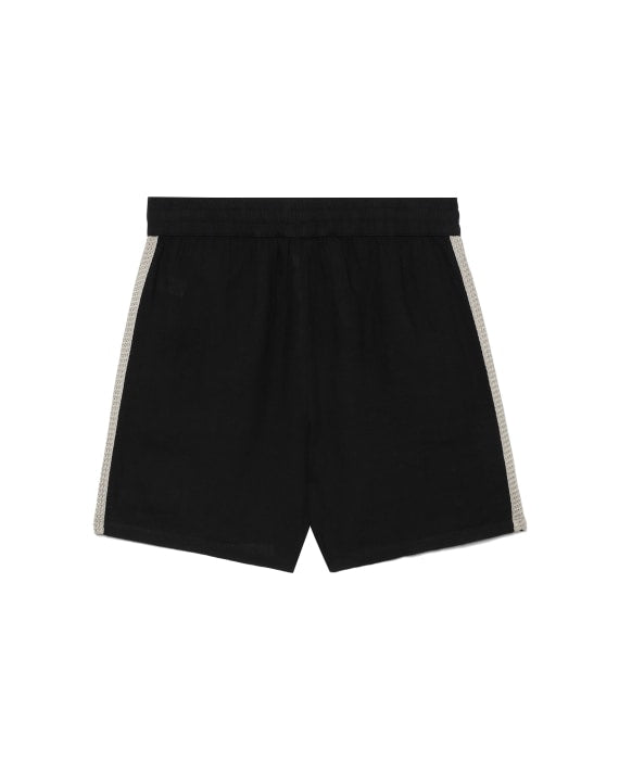 Palm Angels Monogram Embroidered Striped Short Black
