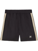 Palm Angels Monogram Embroidered Striped Short Black one-kickz