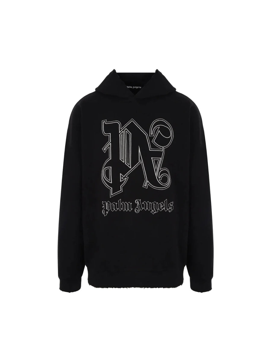 Palm Angels Monogram Statement Logo Hoodie Black