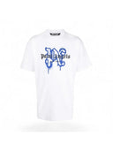 Palm Angels New York Monogram Print White/Blue T-Shirt one-kickz