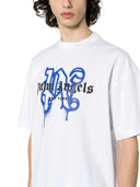 Palm Angels New York Monogram Print White/Blue T-Shirt one-kickz