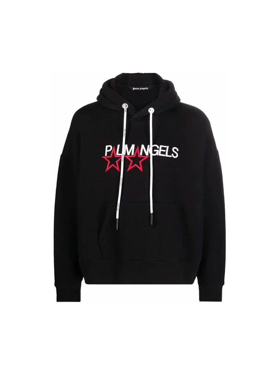 Palm Angels Racing Stars Logo Hoodie Black/White/Red