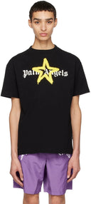 Palm Angels Star Sprayed T-Shirt Black/Yellow one-kickz