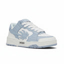 Zapatillas bajas Palm Angels Venice en azul y blanco con detalle de palmera y cordones blancos.