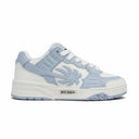 Zapatillas bajas Palm Angels Venice en azul y blanco con logo de palmera y detalles de cuero.