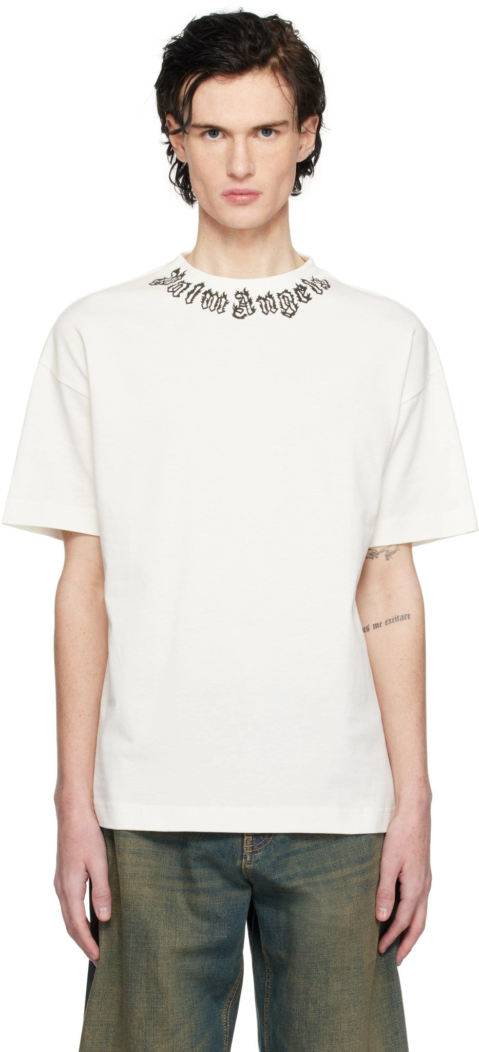 Palm Angels White Flame Logo T-Shirt