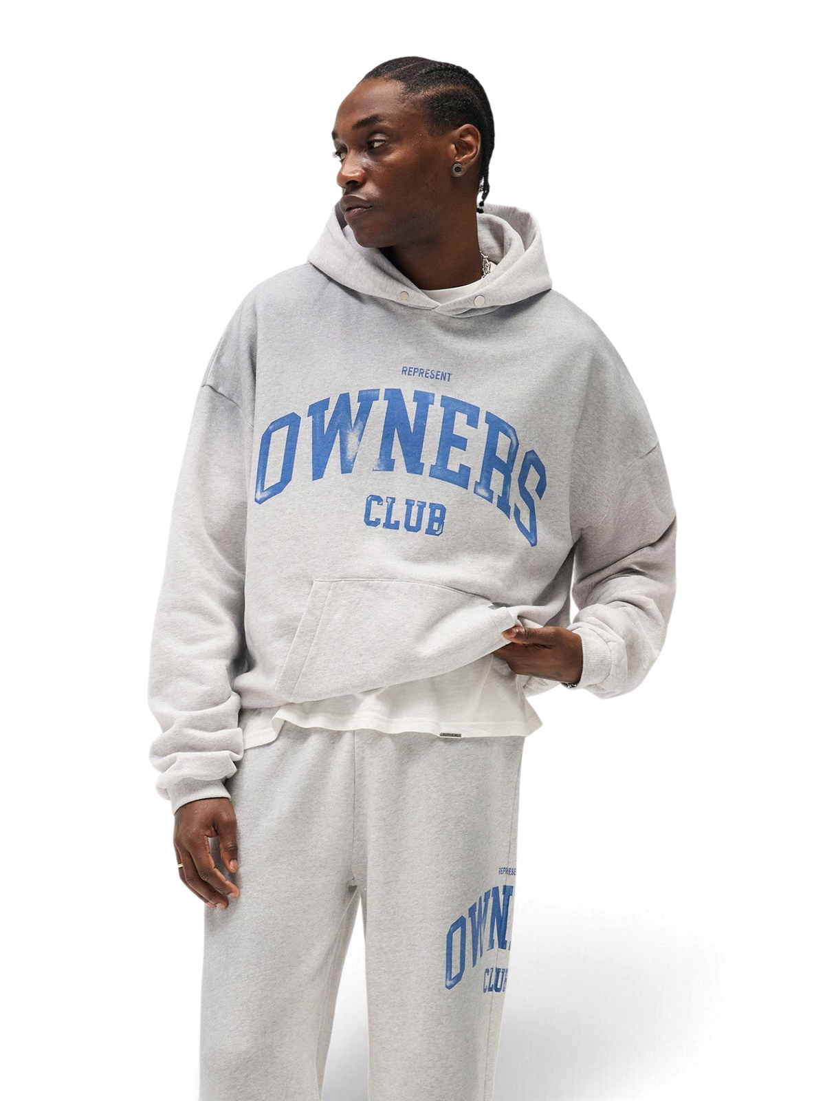 Represent Owners Club Hoodie Sprayed Ice Grey Marl