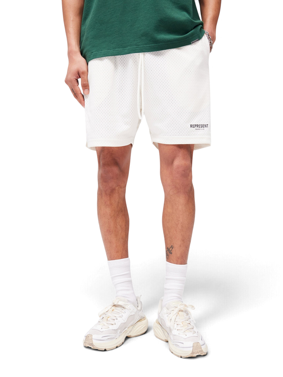 Represent Owners Club Mesh Shorts Flat White