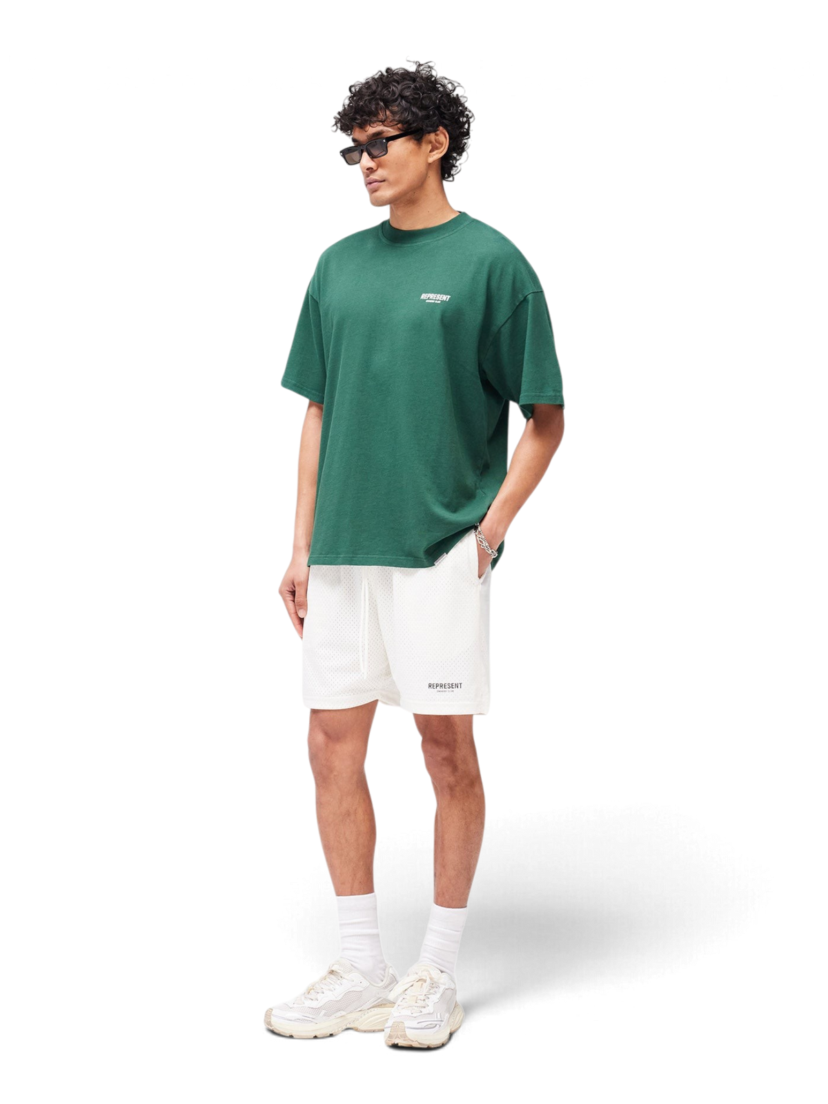 Represent Owners Club Mesh Shorts Flat White