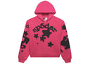 Sp5der Beluga Zip Up Hoodie Pink