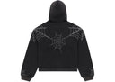 Sp5der Rhinestone Web Zip Hoodie Black one-kickz