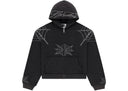 Sp5der Rhinestone Web Zip Hoodie Black one-kickz