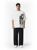 Camiseta One Kickz Sp5der SP5 5Luminum color crema con estampado gráfico negro de estilo urbano y corte oversize