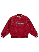 Supreme Champion Quilted Satin Varsity Jacket Dark Red one-kickz