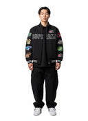 One Kickz Supreme Mascots Zip Up Sweatshirt Black with embroidered logos and striped cuffs.
