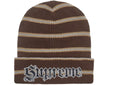 Supreme Metallic Stripe Beanie Brown