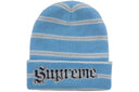 Supreme Metallic Stripe Beanie Light Blue
