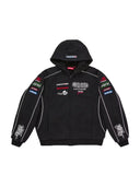 Supreme Racing Lined Zip Up Hooded Sweatshirt Black one-kickz