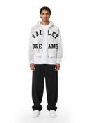 Sudadera con cremallera One Kickz Vale Forever Classico blanca con estampado gráfico negro y estilo urbano