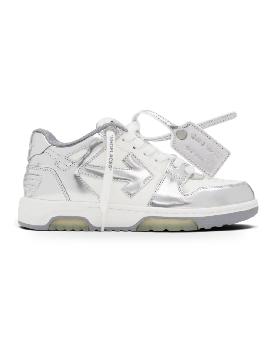 OFF-WHITE Out Of Office OOO Low Tops Silver White