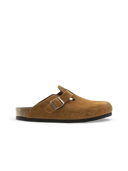 Birkenstock Boston Velour Leather Soft Footbed Mink