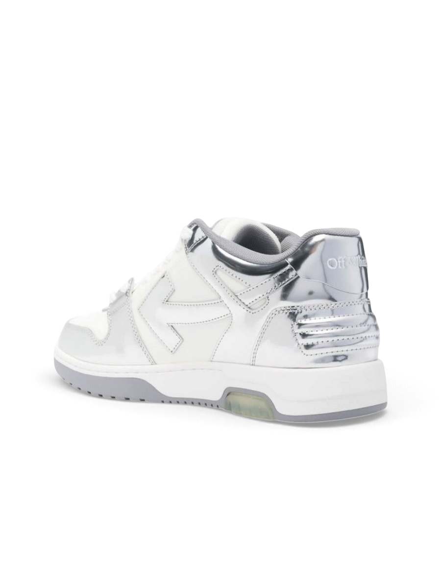 OFF-WHITE Out Of Office OOO Low Tops Silver White