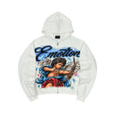Mixed Emotion Cupid's Arrow Zip Hoodie White