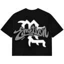 Mixed Emotions Cupid Rhinestone Cropped Tee Black