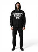 Mixed Emotions End Rhinestones Zip Hoodie Black