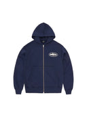Corteiz Island Puff Print Zip Hoodie Navy