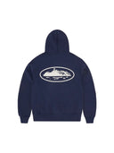 Corteiz Island Puff Print Zip Hoodie Navy