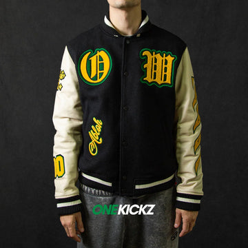 Off-White Graphics Leather Varsity Jacket Camperas