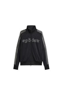 Chaqueta deportiva negra One Kickz adidas x Sp5der con cremallera y detalles de pedrería en el pecho y mangas