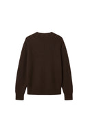 Jersey de punto grueso AllSaints Chainy en color marrón oscuro con textura acanalada, vista trasera