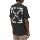 Camiseta negra One Kickz Off-White de corte ajustado con estampado de cadenas blancas en la espalda