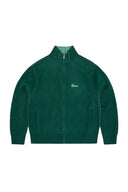 Chaqueta de punto acanalado Corteiz de One Kickz en color verde oscuro con cremallera y logo bordado