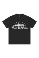 Camiseta negra de algodón One Kickz Corteiz Kingdom con gráfico blanco de Rules Da World en el pecho