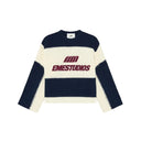 Jersey de punto One Kickz Eme Studios Layr en azul marino y crema con logo bordado en granate