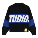 Jersey de punto con cremallera Eme Studios Thrill Sodalite R9 en negro y azul con logo blanco, de One Kickz.