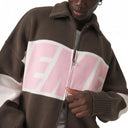 Jersey de punto con cremallera Eme Studios Thrill Lollipop en marrón y rosa, disponible en One Kickz