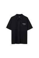 Camiseta polo negra de corte oversize AllSaints con logo Underground blanco en el pecho, de la tienda One Kickz