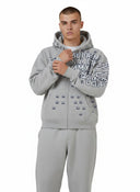 Sudadera con cremallera y capucha gris Supreme League Champs de One Kickz con estampado de coronas y letras