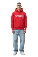 Supreme Raised Handstyle Hooded Sweatshirt Red