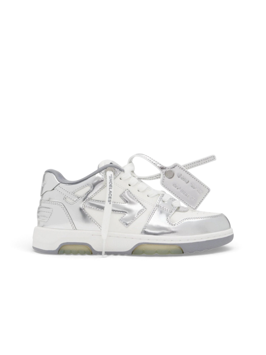 OFF-WHITE Out Of Office OOO Low Tops Silver White