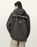 AllSaints Redact Zip Up Hoodie Washed Black