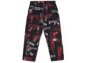 Supreme Guns Embroidered Loose Fit Jean Washed Black